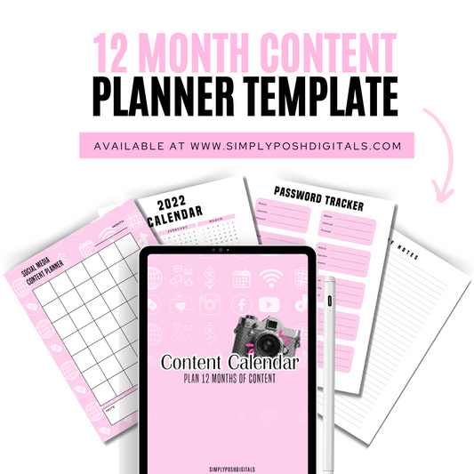 12 Month Content  Planner